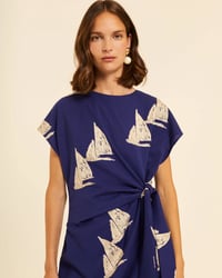 Image 3 of Vestido anudado con bordado barcos