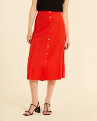 Image 2 of Falda midi abotonada roja