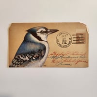 Image 1 of Blue Jay - ballpoint drawing on antique envelope
