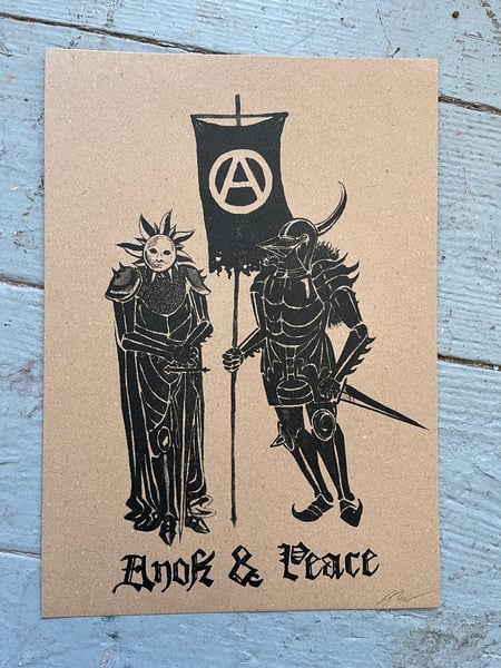 Image of 'Anok and peace' risograph print 