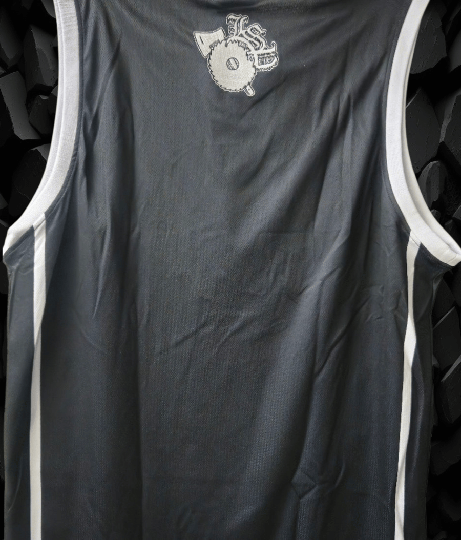 Image of INSANE POETRY : 2024  BLACK/ WHITE LOGO BASKETBALL Jersey