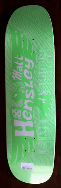 Image 1 of Matt Hensley Skateboard Deck H Street Eagle Block Print Neon Green
