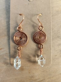 Image 4 of Copper Spiral Crystal Drop Earrings