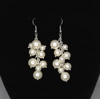 Assorted Size Pearl Dangle Earrings on Silver Chain
