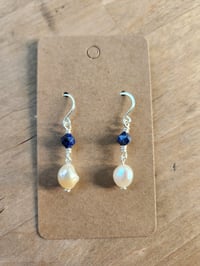 Image 2 of Lapis Lazuli & Freshwater Pearl Earrings