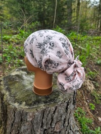 Image 1 of Pure Linen Tichel with Ties- Delicate Rose