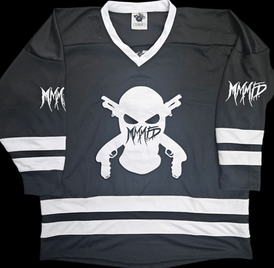 Image of M.M.M.F.D: SKI MASK/WHITE LOGO HOCKEY JERSEY 