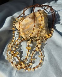 Golden Yellow Citrine & Brown Seed Bead Layered Necklace