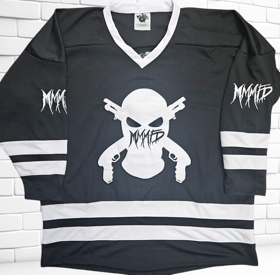 Image of M.M.M.F.D: SKI MASK/WHITE LOGO HOCKEY JERSEY 