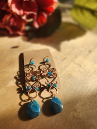 Image 3 of Apatite & Copper Wire-Wrapped Chandelier Earrings