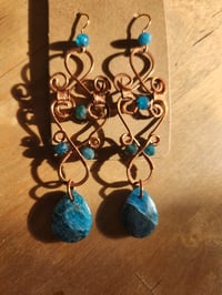 Image 4 of Apatite & Copper Wire-Wrapped Chandelier Earrings