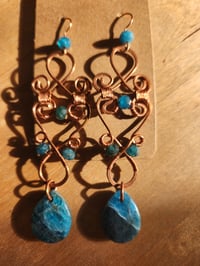 Image 5 of Apatite & Copper Wire-Wrapped Chandelier Earrings
