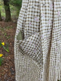 Image 3 of Pure Linen Pinafore Apron in Sage Gingham 
