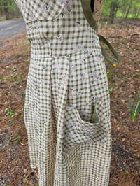 Image 4 of Pure Linen Pinafore Apron in Sage Gingham 
