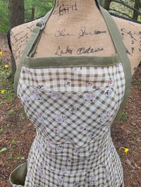 Image 2 of Pure Linen Pinafore Apron in Sage Gingham 