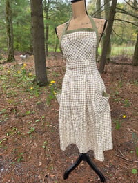 Image 5 of Pure Linen Pinafore Apron in Sage Gingham 