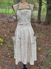Image 1 of Pure Linen Pinafore Apron in Sage Gingham 