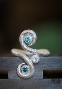 Image 2 of 'Shintangle ' Recycled silver, spiral rings with Topaz and moonstone