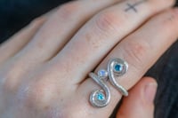 Image 1 of 'Shintangle ' Recycled silver, spiral rings with Topaz and moonstone