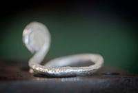 Image 3 of 'Shintangle' Recycled silver, spiral ring with garnet, sapphire and cubic zirconia