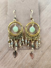 Image 1 of Peridot & Green Garnet Chandelier Earrings