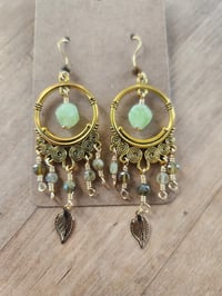 Image 2 of Peridot & Green Garnet Chandelier Earrings
