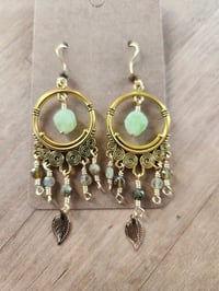 Image 3 of Peridot & Green Garnet Chandelier Earrings