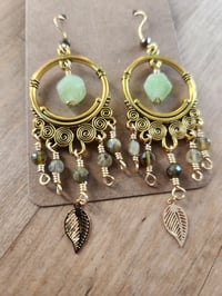 Image 4 of Peridot & Green Garnet Chandelier Earrings