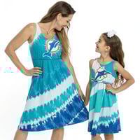 Image 1 of MIAMI DOLPHINS BLUE TIE DYE SUMMER DRESS