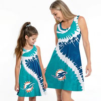 Image 2 of MIAMI DOLPHINS BLUE TIE DYE SUMMER DRESS