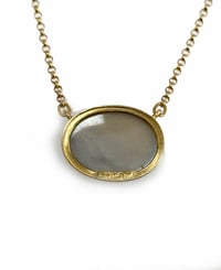 Image 3 of Gray Moonstone Necklace 18k Bezel set