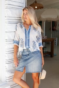 Image 1 of India Top Blue Paisley