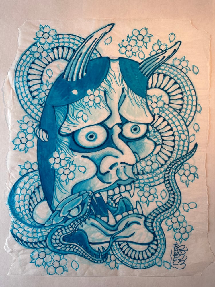 Image of Large Hannya & snake sketch 2023
