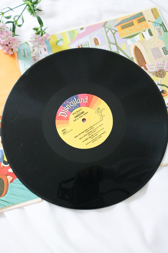 Image of Vintage 1969 Story and Songs from Pinocchio Record with Book
