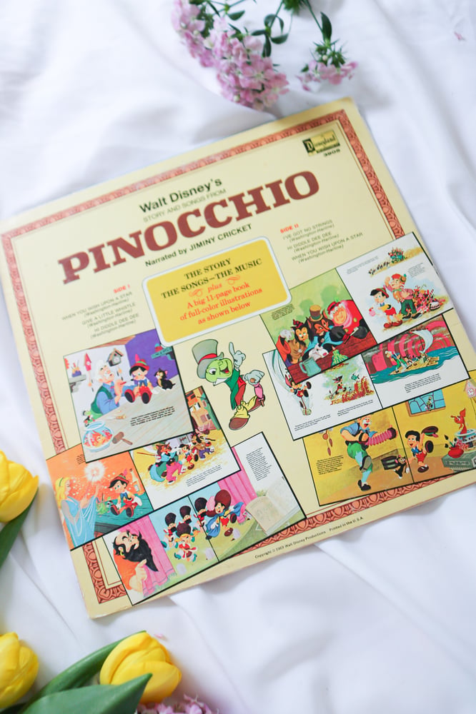 Image of Vintage 1969 Story and Songs from Pinocchio Record with Book