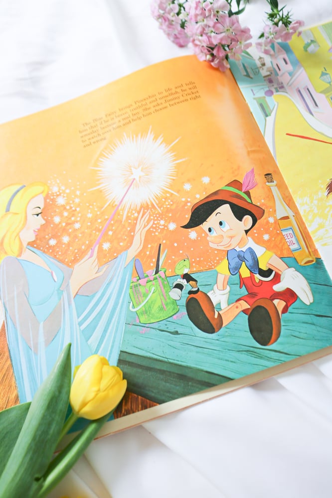 Image of Vintage 1969 Story and Songs from Pinocchio Record with Book