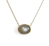 Image 1 of Gray Moonstone Necklace 18k Bezel set
