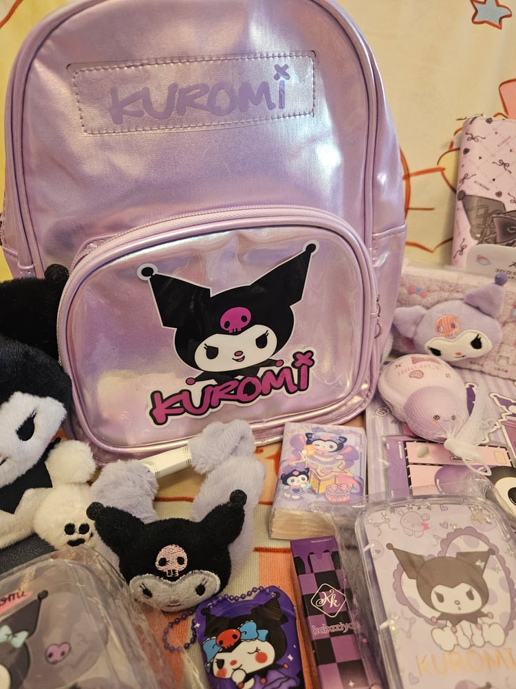 Image of Kuromi Metalic Backpack Purse Bundle 