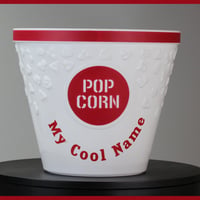 Image 1 of Personalized Popcorn Bucket: Large 6-Quart Movie Night Tub with Kernel Filter