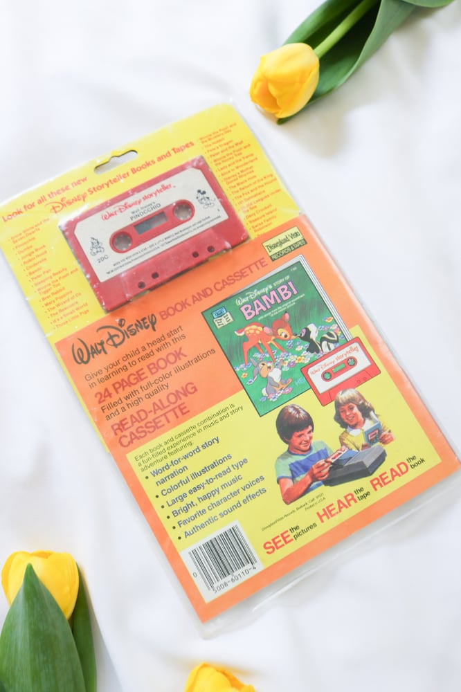 Image of Vintage 1977 Walt Disney's Pinocchio Read Along Cassette and Book 