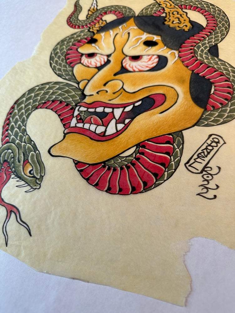Image of Yellow Hannya & snake 2022