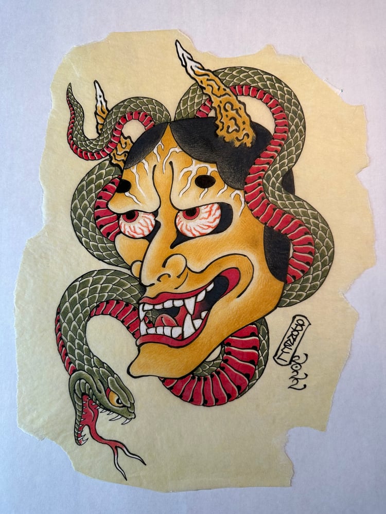 Image of Yellow Hannya & snake 2022