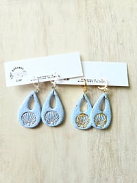 Beachy Blue Teardrop Shell Dangles