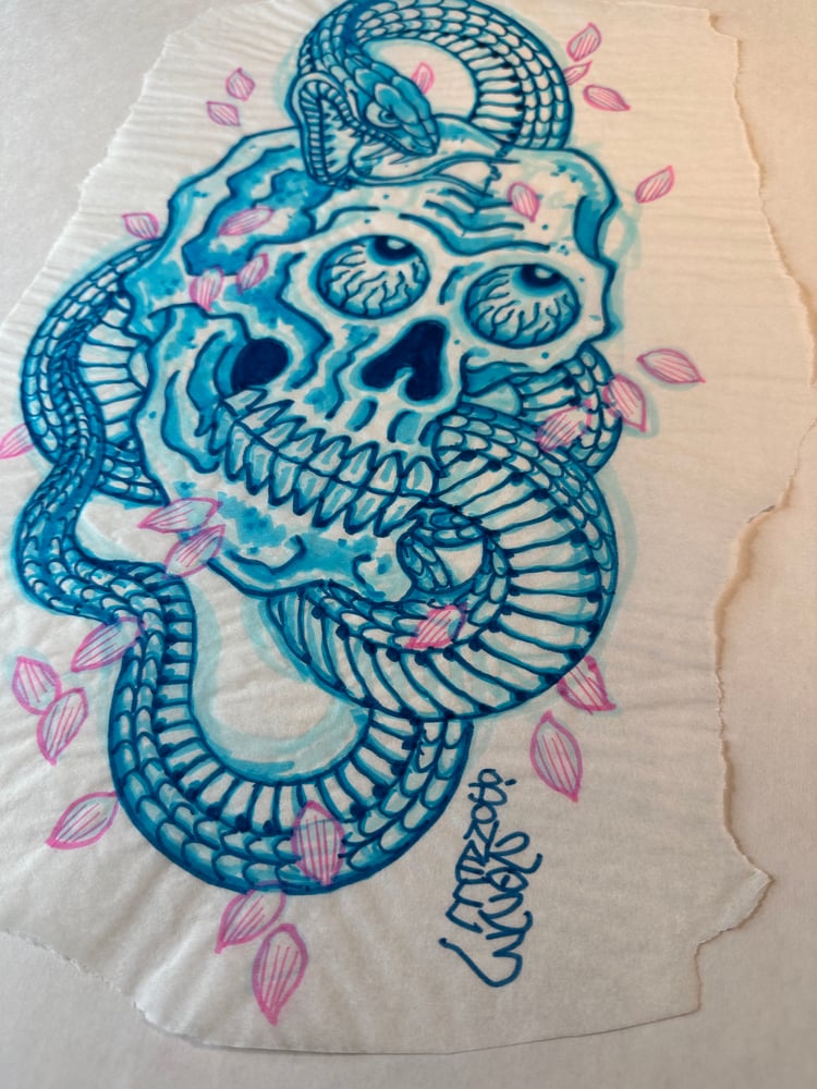 Image of Blue marker skull and snake 2023