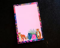Image 1 of Handmade Tiger and Pink Notepad, notes, pad, paper, gift