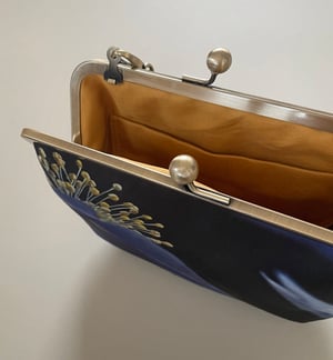 Image of Blue wood anemone, velvet clutch bag with optional strap
