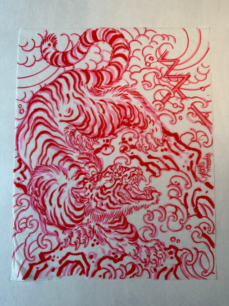 Image of Red tiger marker sketch 2023