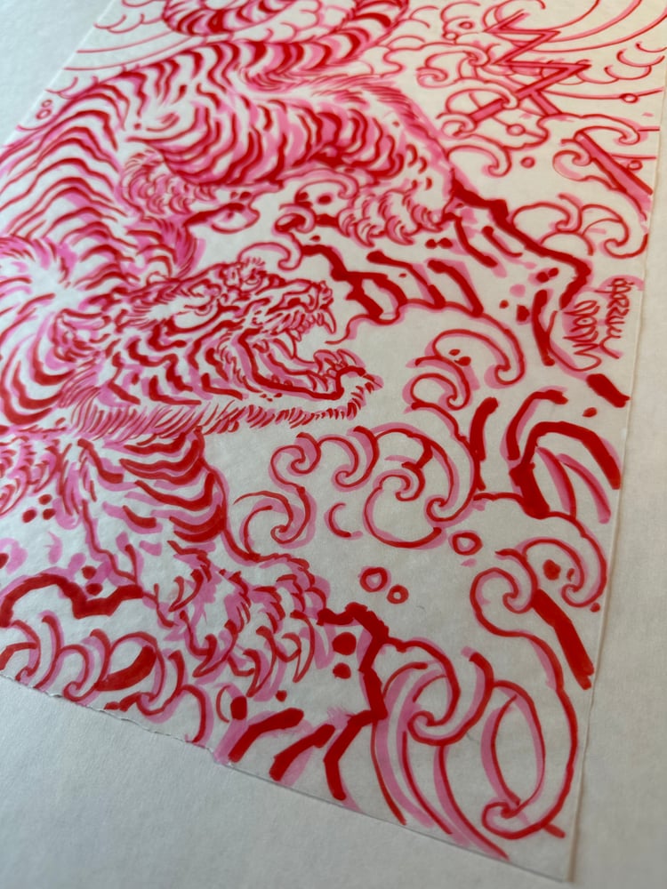 Image of Red tiger marker sketch 2023