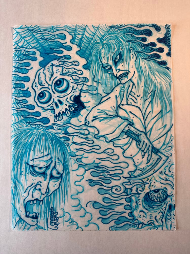 Image of Blue ghosts marker sketch 2023