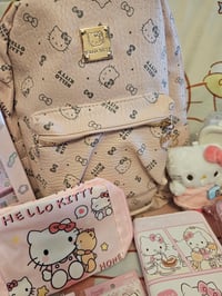 Image 1 of Hello Kitty Pink Leather Backpack Purse Bundle 